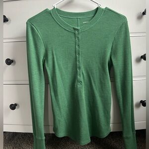 American Eagle Green Button Down Long Sleeve
